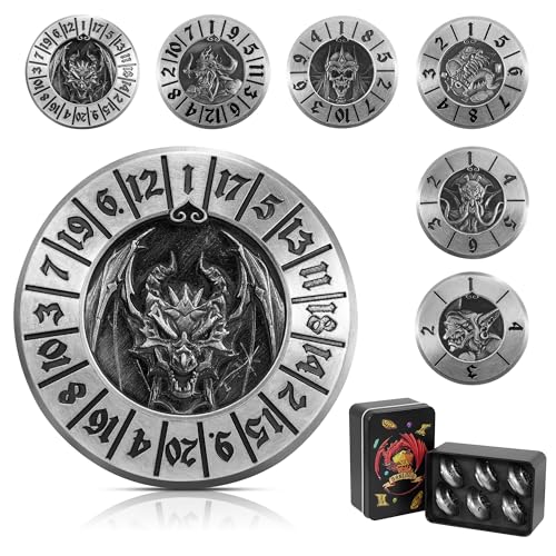 D&D Dice Set,7PCS Metal Dice for Dungeons and Dragons,Mini Dice Set with Pocket Watch Case,Role Playing Board Games Accessories (Dragon, Ancient Silver-F) - color: F-ancient Silver, style: Dragon
