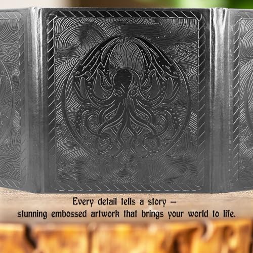 CASEMATIX DM Screen – 3-Panel Travel-Ready Game Master Screen with Transparent Pockets, PU Leather GM Screen, Wet-Erase Compatible, Compact Size for Portable Tabletop RPG Campaigns