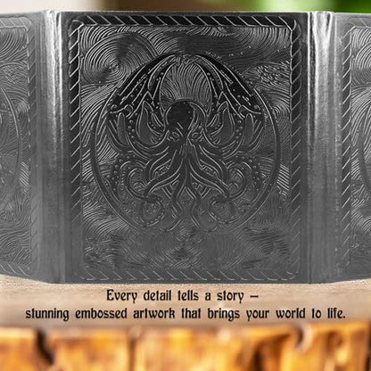 CASEMATIX DM Screen – 3-Panel Travel-Ready Game Master Screen with Transparent Pockets, PU Leather GM Screen, Wet-Erase Compatible, Compact Size for Portable Tabletop RPG Campaigns