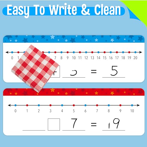 15 PCS Number Line Dry Erase Boards, Double Sided Writable and Erasable Board-0-10 on One Side & 0-20 on Other Side Math White Board for Kids, Students, Classroom and Home (12” x 4”) - color: Stars, size: 0-10/0-20 -15 Packs