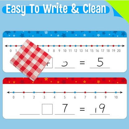15 PCS Number Line Dry Erase Boards, Double Sided Writable and Erasable Board-0-10 on One Side & 0-20 on Other Side Math White Board for Kids, Students, Classroom and Home (12” x 4”) - color: Stars, size: 0-10/0-20 -15 Packs