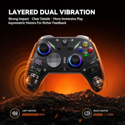 Aolion gaming K30 TMR Wireless Gaming Controller for Switch, PC, iOS & Android, TMR Joysticks (No Drift), Hall Effect Triggers, Switchable ABXY Buttons, Back Buttons & RGB Lighting - color: Black