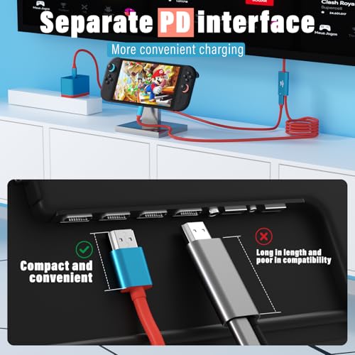 Switch 2 Dock Portable USB-C to HDMI Cable TV Docking Station Compatible with Nintendo Switch 2,OLED/Steam Deck/ROG Ally X /4K@60Hz / HDMI 2.0 / USB 3.0 5Gbps / PD 3.0 100W TV Travel Dock - size: 2.0m