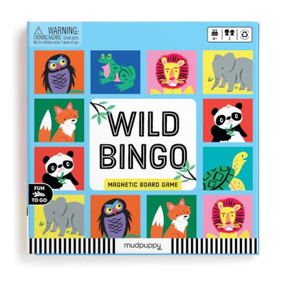 Mudpuppy Wild Bingo – Animal Version of Travel-Friendly Magnetic Board Game with Adorable Illustrations of Animals for Children Ages 4 to 10, 2 Players - style: Wild Bingo