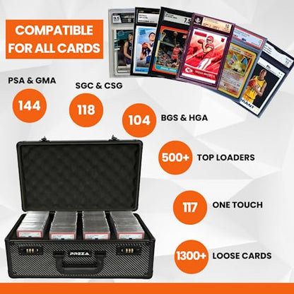 PREZA Graded Card Storage Box - Premium Trading Card Case for Graded Sports and TGC Collectibles - Carbon Fiber Slab Case Storage (X-Large)