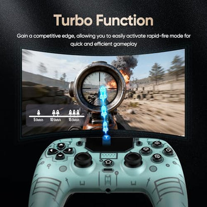 BETMI LED Wireless Controller for PS5, Pro/Slim/Steam Deck/PC(Frosted Blue) | Hall Joysticks/Trigger, Marco Back Button, Turbo, Dual Vibration, 6-Axis, 3.5mm Jack, Built-in Mic, Gamepad with Speaker - color: Frosted Blue