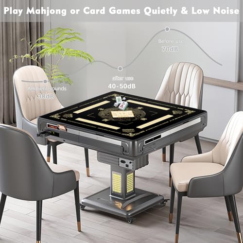 Chinoiserie Mahjong Mat with Rules for Table-31.5''x31.5''Dragon American Mahjong Mat Anti-Slip Neoprene Rubber Noise Reducing,Foldable Travel Game Tablecloth for Poker Card Board Games Dominoes - color: Black Dragon