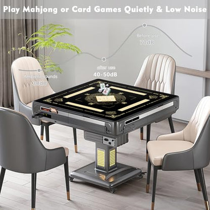 Chinoiserie Mahjong Mat with Rules for Table-31.5''x31.5''Dragon American Mahjong Mat Anti-Slip Neoprene Rubber Noise Reducing,Foldable Travel Game Tablecloth for Poker Card Board Games Dominoes - color: Black Dragon