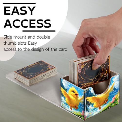 Trading Card Storage Box, Holds 100+ for MTG Cards, Premium PU Leather with Magnetic Closure, Cheerful Yellow Chick By Sea Durable Deck Box for Magic the Gathering, Trading Card Games - color: Cheerful Yellow Chick By Sea