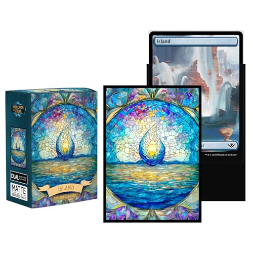 Katomula 100 MTG Card Sleeves with 100 Inner Sleeves, Textured Back Art Sleeves, Fit Standard Size Cards - Island - color: Island