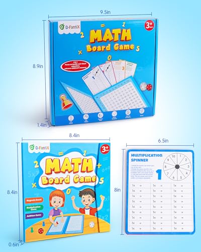 D-FantiX Magnetic Addition Multiplication Game Board | Math Games for Kids 8-12, Math Manipulatives for Elementary School, Montessori Learning Toys for Homeschool Classroom