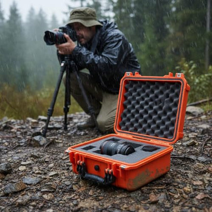 MEIJIA Portable All Weather IP67 Waterproof Protective Case,Hard Camera Case,Dry Case with Customizable Foam,Fit Use Of Drones,Camera,Equipments,10.62 x9.68x4.87inches - color: Orange