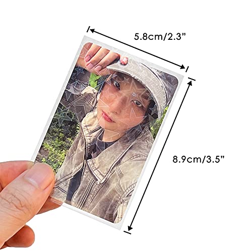 100 Packs Laser Star Photocard Sleeves Kpop 200 Microns Ultra Thick Sleeves Idol Photo Cards Protector Trading Cards Shield Cover (New Star-Shape Laser, Unsealable) | Dustproof, Waterproof, Scratch-Ressistant, Snug Fit for 3 inch Polaroid K-pop Ablum Idol