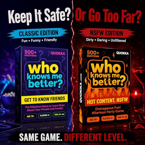 QUOKKA Card Games for Adults – Who Knows Me Better NSFW Edition – Party Game with 500+ Questions for Friends, Couples & Party Game Nights Ages 18+ - color: Party