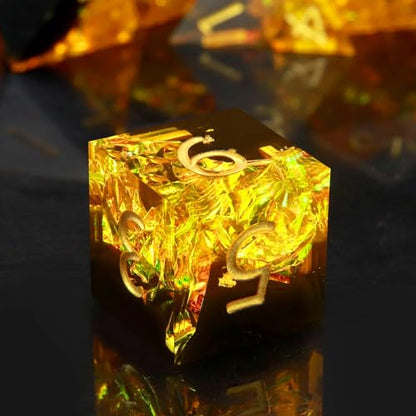 Haxtec Sharp Edge Dice Set Yellow Black Resin DND Dice Set Sparklingly Polyhedral D&D Dice Compatible with Dungeons and Dragons Fire Dice - color: Yellow Black