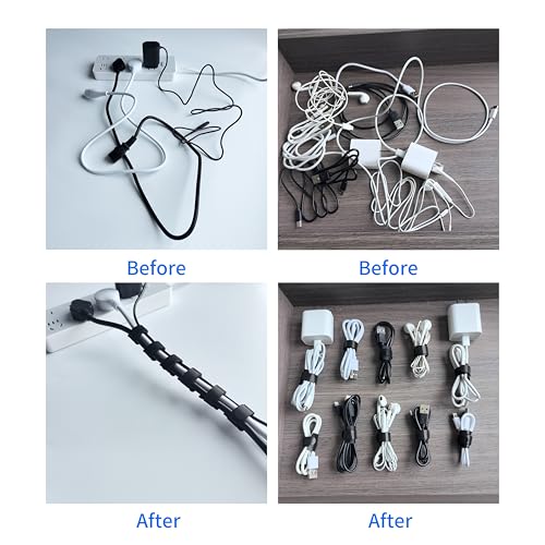 100 PCS 6 Inches Black Reusable Cable Ties, Adjustable Cord Straps, Cable Organizer, Cord Wrap and Hook Loop Cords Management - size: 6inches-100PCS