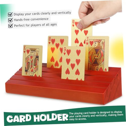 2pcs Wooden Playing Card Holders Base Card Stand for Games Versatile Display for Business and Photos Elegant Design for Ages