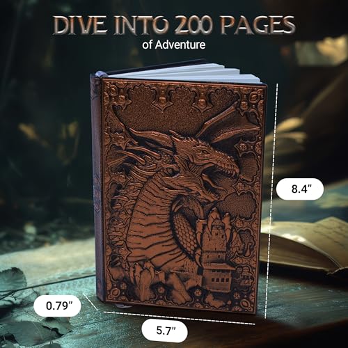 DND character sheets (200 Pages A5) - dnd journal Dragon Embossed Leather for Dungeons & Dragons | dnd notebook & Campaign Tracker - dnd character journal Gift for DM's & Players