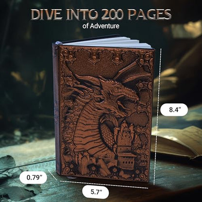 DND character sheets (200 Pages A5) - dnd journal Dragon Embossed Leather for Dungeons & Dragons | dnd notebook & Campaign Tracker - dnd character journal Gift for DM's & Players