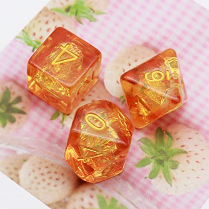 Haxtec Orange DND Dice Set, 7 Pcs Iridescent Resin Polyhedral RPG Dice | Fall D&D Dice with Velvet Bag, Role Playing Game, Rounded Edge, Compatible with Dungeons and Dragons, TTRPG Gifts - color: Orange