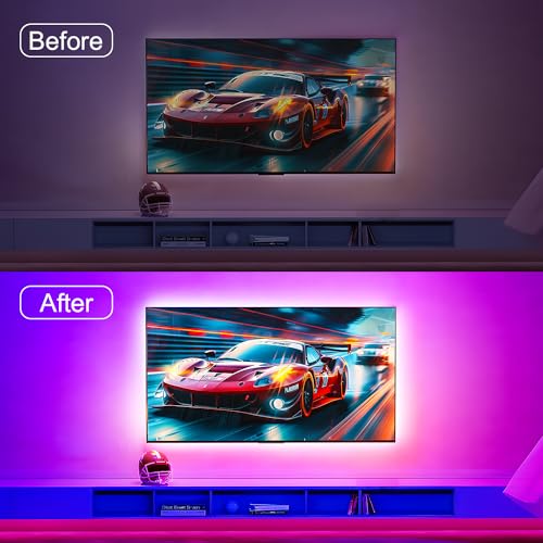 Nexillumi LED Lights for TV, 13.2ft TV LED Backlight for 32-65 Inch, RGB LED Strip Lights Behind TV, APP Remote Control Music Sync TV Led Lights for Bedroom - size: 13.2ft for 32"-65" TV