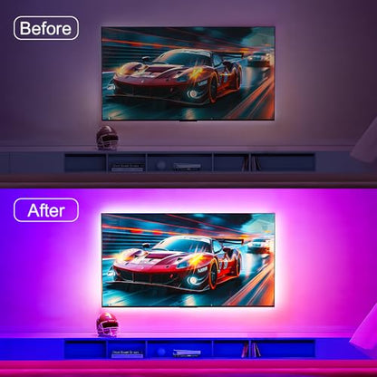 Nexillumi LED Lights for TV, 13.2ft TV LED Backlight for 32-65 Inch, RGB LED Strip Lights Behind TV, APP Remote Control Music Sync TV Led Lights for Bedroom - size: 13.2ft for 32"-65" TV