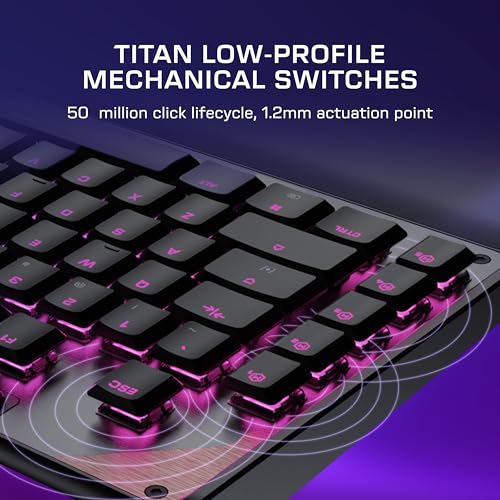 Turtle Beach Command Series KB5 Full-Sized Mechanical PC Gaming Keyboard | Touchscreen Command Display, Low-Profile Mechanical Switches, Double Shot PBT Keycaps, True 8K Polling, Per Key RGB, Black - style: KB5 Keyboard