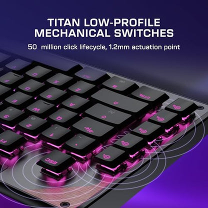 Turtle Beach Command Series KB5 Full-Sized Mechanical PC Gaming Keyboard | Touchscreen Command Display, Low-Profile Mechanical Switches, Double Shot PBT Keycaps, True 8K Polling, Per Key RGB, Black - style: KB5 Keyboard