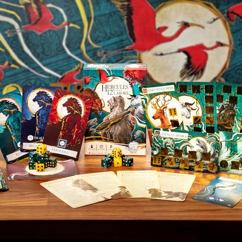 Envy Born Games Hercules and the 12 Labors – Solo Card & Dice Game | Mythology Strategy Adventure | Complete Epic Quests, Battle Monsters & Unlock Godhood | Immersive Board Game for Adults & Teens