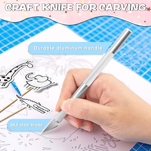DIYSELF 4 Exacto Knives with 40 No. 11 Blades for Crafting | Precision exacto knife set for scrapbooking, stencils, modeling, artwork and detailed cutting - color: Purple-gold-blue-silver