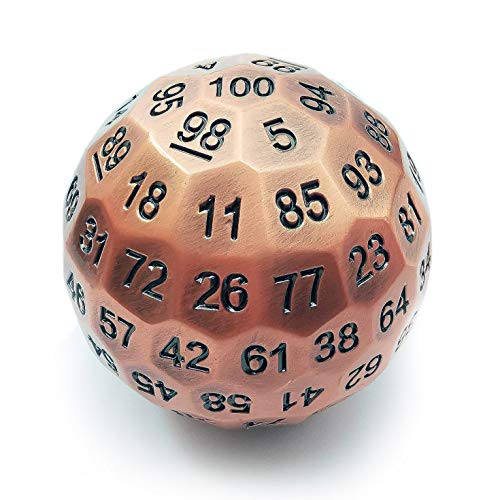 Bescon Solid Metal 100 Sided Dice, Game Dice D100, Giant Polyhedral Metal 100 Sides Dice 50MM in Diameter (1.97in), Ancient Copper - color: Solid Metal Ancient Copper D100