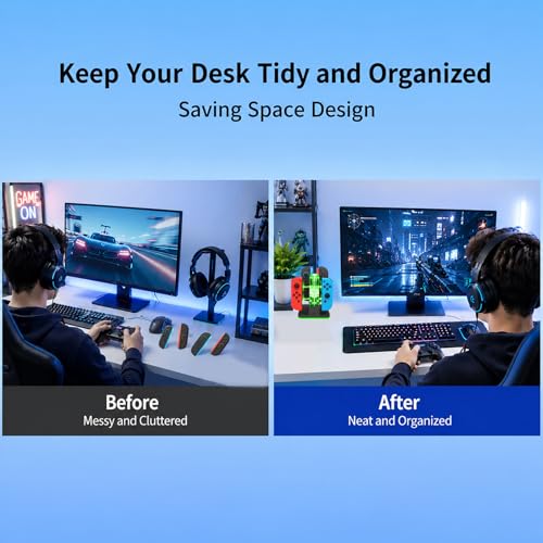 4 in 1 Charging Dock Compatible with Nintendo Switch 2/Switch 1 for Joy Con & JoyCons 2 Magnetic Fast Controller Charger Dock Station with RGB Light