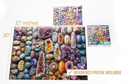 1000 Piece Rock Jigsaw Puzzle for Adults - Colorful Crystals and Healing Stones - Challenging Puzzle Perfect for Game Nights - Unique and Difficult - 20x27 inches (Chakra Rockin) - color: Chakra Rockin