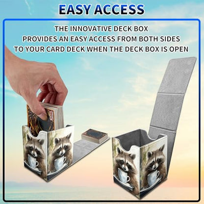Raccoon Card Deck Box, MTG Commander Deck Box Card Deck Case for Trading Cards, 100+ Sleeved Cards with PU Leather Magnetic Card Storage Box for TCG CCG Magic Cards - color: 416