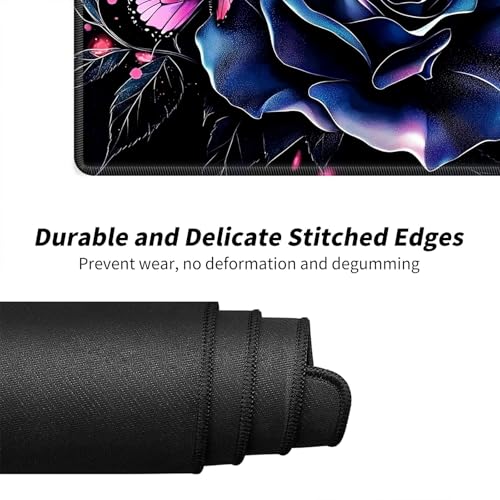 Blue Rose for MTG & TCG Playmat Mouse Pad,BFDHGQZC 24" x 14" Game Mat for MTG/RPG/CCG Trading Card Game Playmats Table Mat Perfect for Card Games Video Games Computer Office - color: Blue Rose