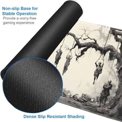 JVGFYNKL MTG Playmat + Drawstring Travel Pouch + 6 Dice Counter, for Tabletop Trading Card Game Playmats or Large Mouse Pad, Anti-Slip Rubber 24 x 14 in, Tree of Death, Skeleton TCG Playmat - color: JV-Playmat-1-F-172