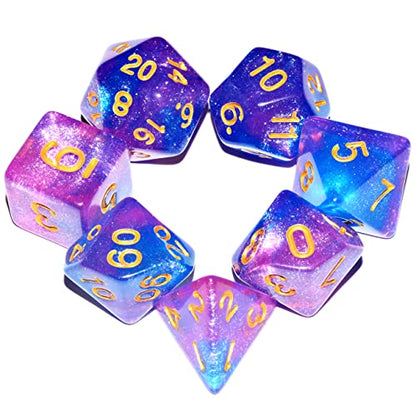 Galaxy Dice Set| Blue Mix Purple DND Dice Set for Board Game - color: Blue Purple