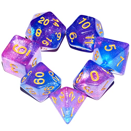 Galaxy Dice Set| Blue Mix Purple DND Dice Set for Board Game - color: Blue Purple