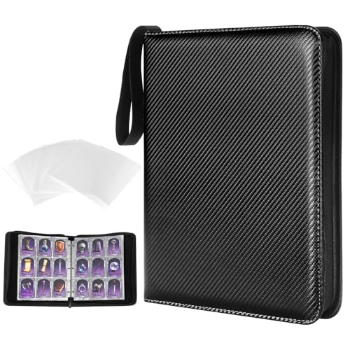 MAXECHO 9 Pocket Trading Card Binder, 1008 Pockets in 56 Removable Double-Sided Sleeves, PU Zip Card Collection Storage Organizer Album for Baseball, MTG, TCG, Sports. Black - color: Black