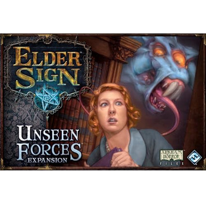 Elder Sign Unseen Forces Board Game EXPANSION - Mystical Blessings, Curses, and New Challenges! Cooperative Dice Adventure, Ages 14+, 1-8 Players, 1-2 Hour Playtime, Made by Fantasy Flight Games