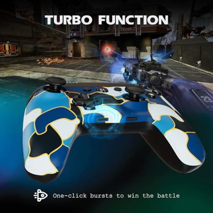 ISHAKO Wireless Switch Pro Controller Compatible with Switch/Lite/OLED, Gamepad with Turbo, Dual Vibration, Wake-up, and Motion Control - Blue