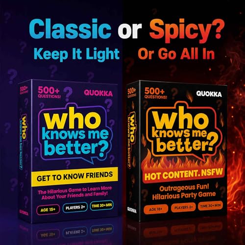 QUOKKA Board Games for Adults and Teens – Who Knows Me Better Classic – Family Trivia Card Game with 500+ Questions for Party Night – Fun Guessing Game Ages 15+ - color: Classic