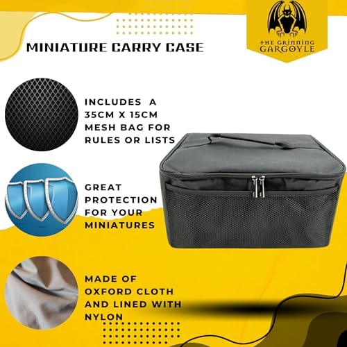 Miniature Storage Case - Foam Slot Case for Miniatures - Miniature Carrying Case with Handle - Miniatures Carrying Case - Grinning Gargoyle (30mm Bases) - style: 30mm Bases