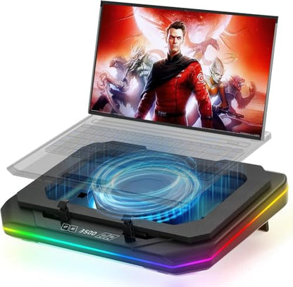 Cooling Pad for Asus ROG Strix Scar 18 Strix G18 18 inch Gaming Laptop | Cooler It is a Well Deserved Heat Dissipation Monster,with Powerful Turbo Fan Can Fast Cooling, 6 RGB Light Mode, Touch Start