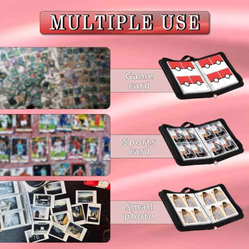 3D Card Binder 4 Pocket, 440 Embossed Cover Trading Card Album | Portable Card Collection Folder with Removable Sleeves, Trading Card Holder for TCG, Sports Cards, Gift for Collectors.