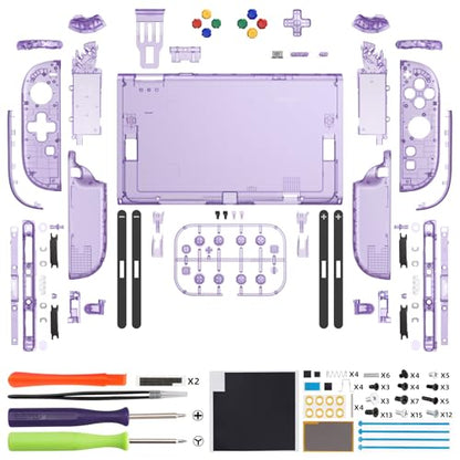 eXtremeRate DIY Replacement Shell Buttons (D-Pad Ver) for Nintendo Switch 2, Full Set Rear Back Plate Controller Housing Buttons for Switch 2 Console & Joycon 2 - Deluxe Version - Clear Atomic Purple - color: Clear Atomic Purple