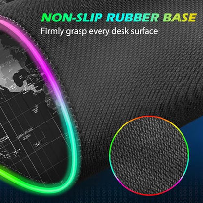 ToLuLu RGB Gaming Wireless Charging Mouse Pad, 5/7.5/10/15W LED Mouse Pad | 10 Light Modes Computer Keyboard Mat Mousepad, 800x300x4MM Extended Large Desk Mat for Gaming, MacBook, Laptop, PC, World Map - color: World Map