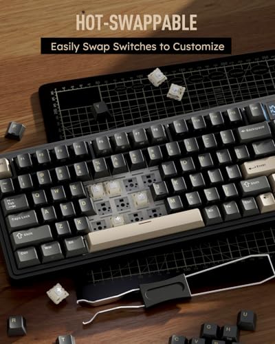 RK ROYAL KLUDGE M100 Wireless Mechanical Keyboard with Screen & Knob, Black | Bluetooth/2.4G/USB RGB Gaming Keyboard with Number Pad, Gasket Mount PC Game Keyboards, Full Size Hot Swappable Cream Switch - color: Black
