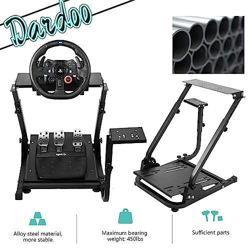 Dardoo Racing Wheel Stand Foldable Fit for Logitech G29 G25 G923, for Thrustmaster T80 T150 TX F430, for Fanatec Adjustable Steering Frame Stand, Wheel and Pedals Not Included