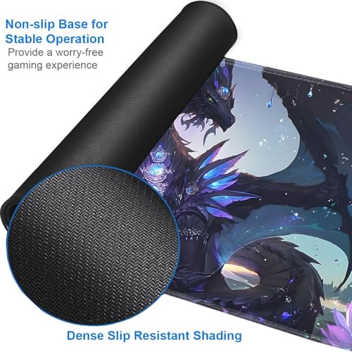 for MTG Game Playmat - 24 x 14 inches with Dices and Storage Bags, Non-Slip Base for TCG and Board Game Card Mats, Trading Card Games Mat, Enchanted Dragon Pattern Collectible Card Playmats - color: Jv-playmat-p7-1-d101